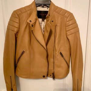 Coach camel color lamb leather jacket